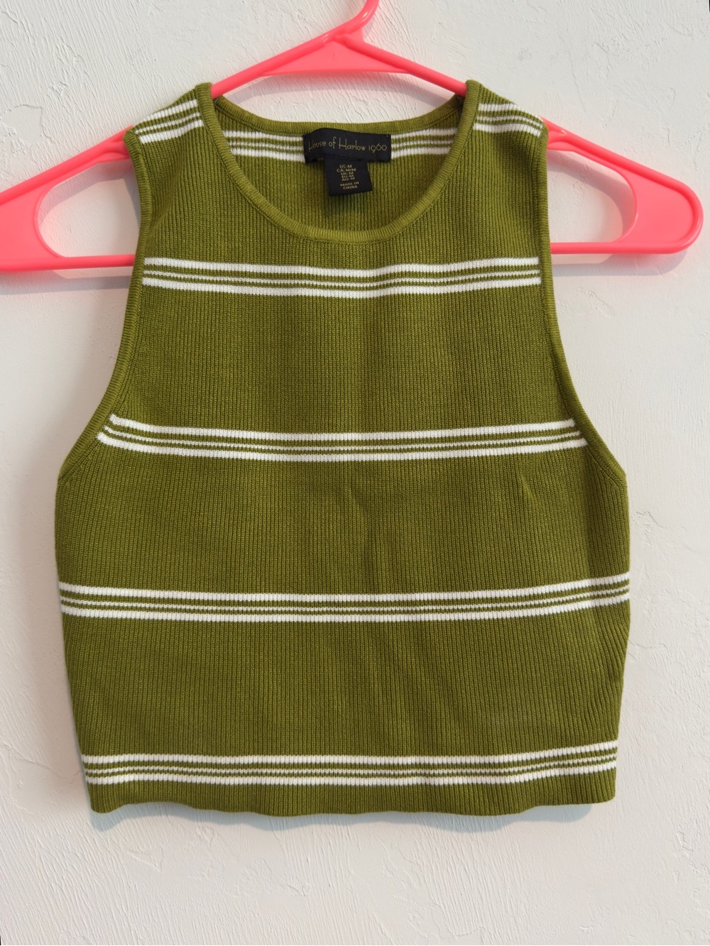 House of Harlow 1960 Green Striped Knit Tank Top
Sz M